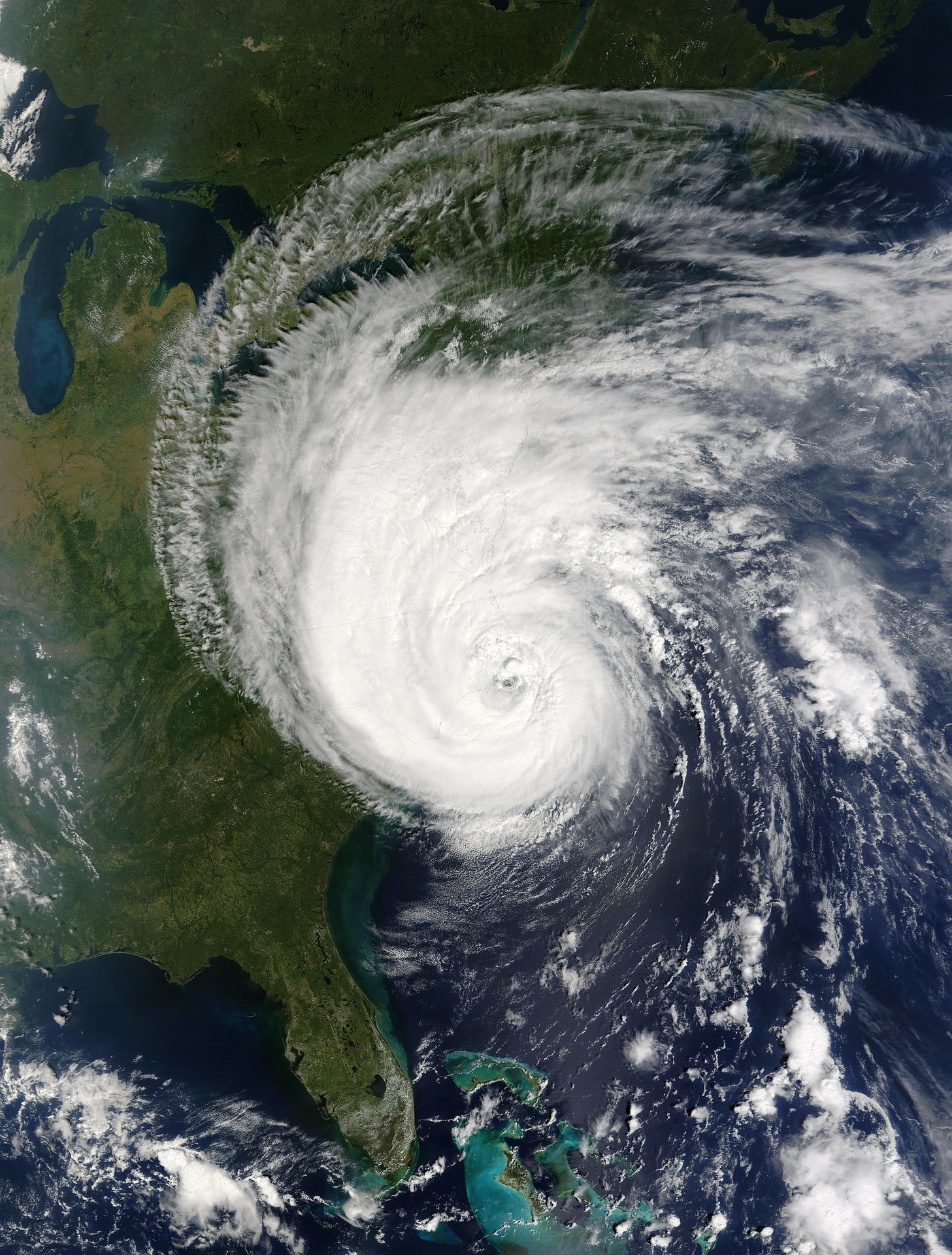 satellite view of a hurricane covering the southeastern part of the United States