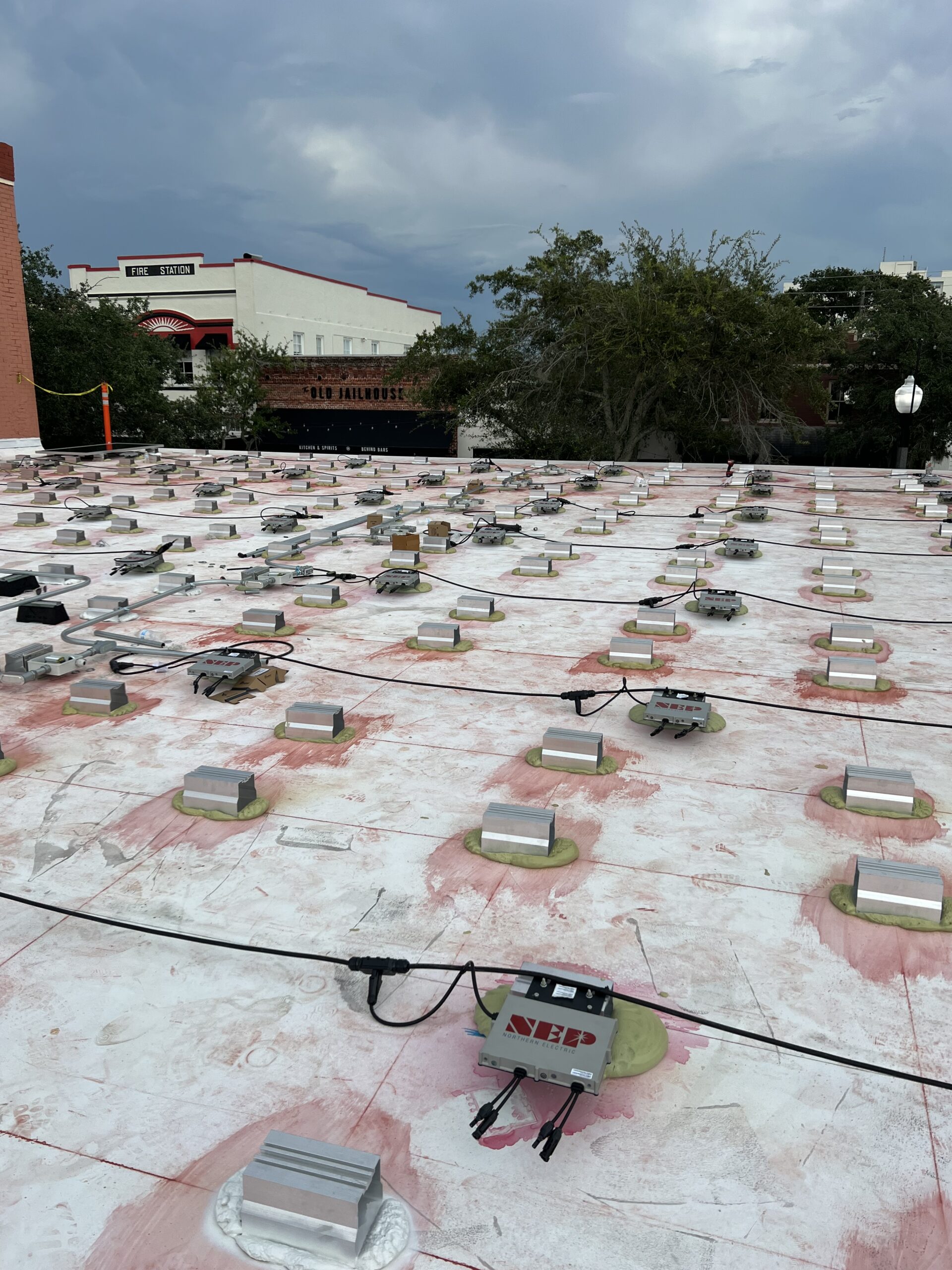 Innovative Solar Stack product on the cement rooftop of Celery City, a local brewery in downtown Sanford, Florida