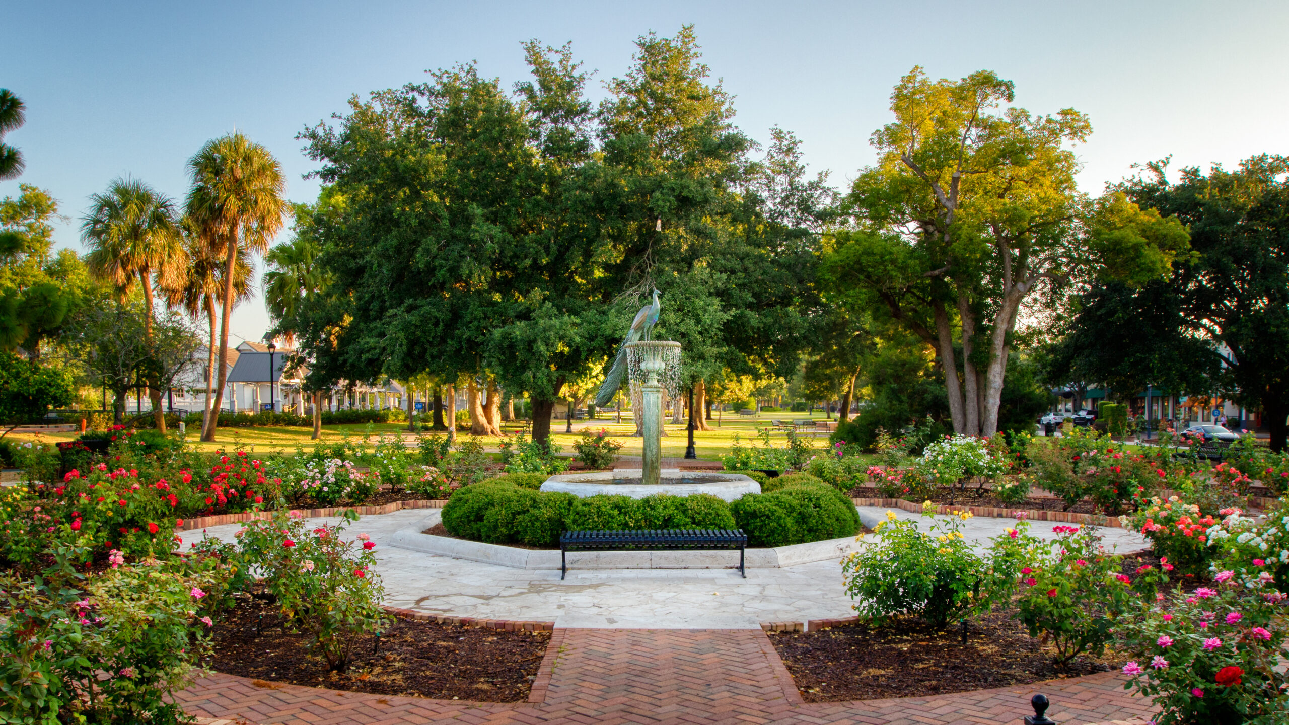 Peacock Fountain on Park Avenue in Winter Park, Florida