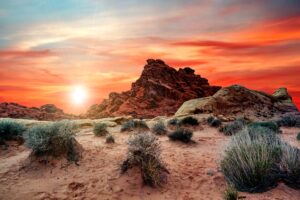 sunset over a desert in Nevada