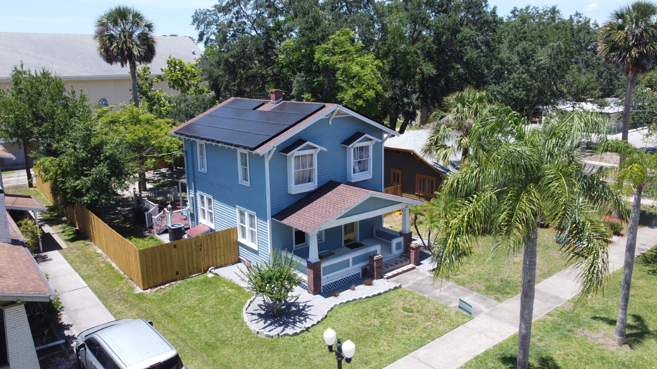 Solar panels installed by Solcium Solar on the roof a historic home in Downtown Sanford, Florida.