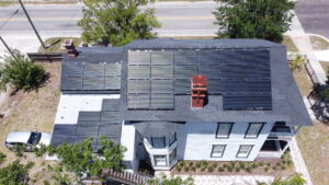 Solar panels on the roof of CEO, Michelle Solano's home in historic Downtown Sanford, Florida.