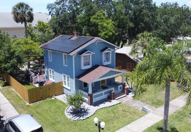 Solar panels installed by Solcium Solar on the roof a historic home in Downtown Sanford, Florida.