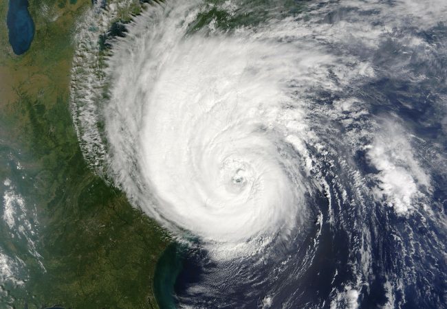 satellite view of a hurricane covering the southeastern part of the United States